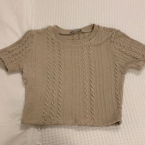 zara medium tan knit top